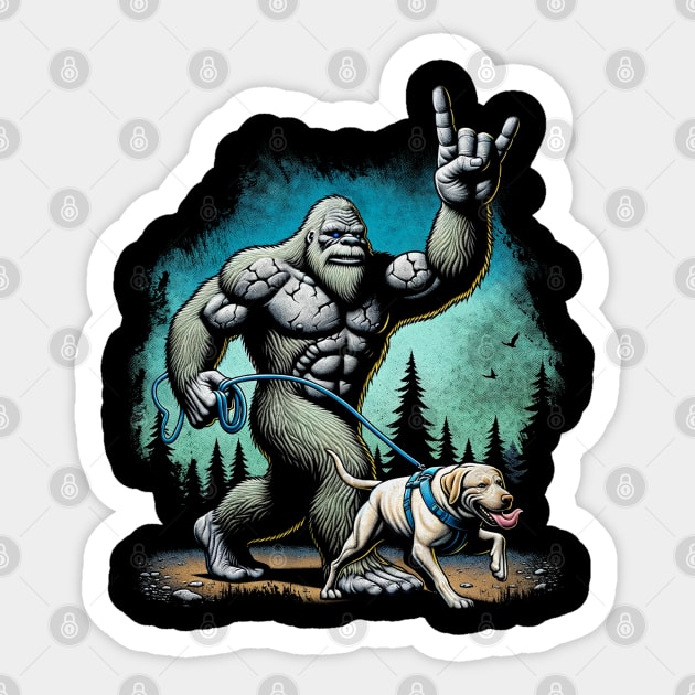 Labrador Bliss Bigfoot Walking Dog the Heart of Labrador Devotion Sticker by Crazy Frog GREEN